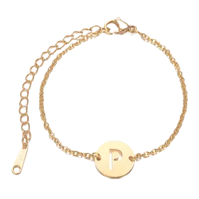 Alphabet Bracelet Gold Plated - Letter P