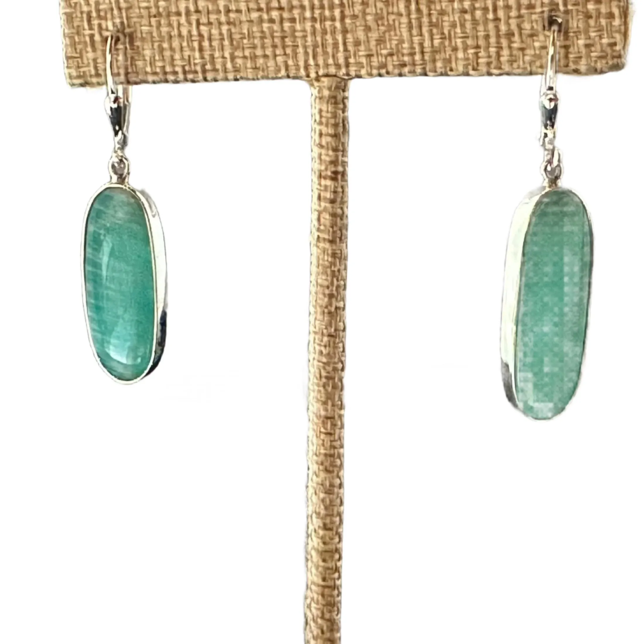 Amazonite Dangle Earrings Pierced Sterling Silver