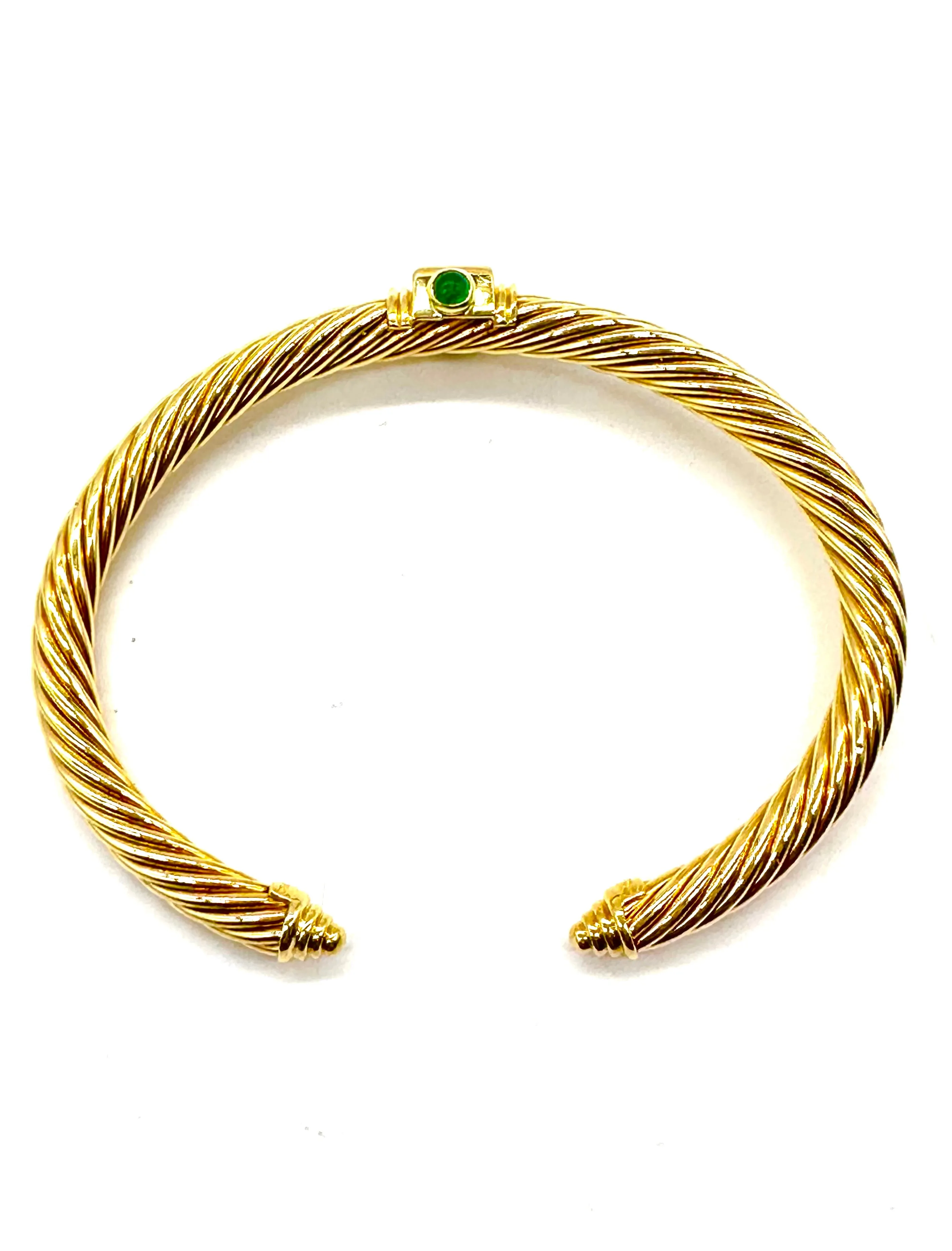 Amethyst and emerald David Yurman Renaissance gold cuff bracelet