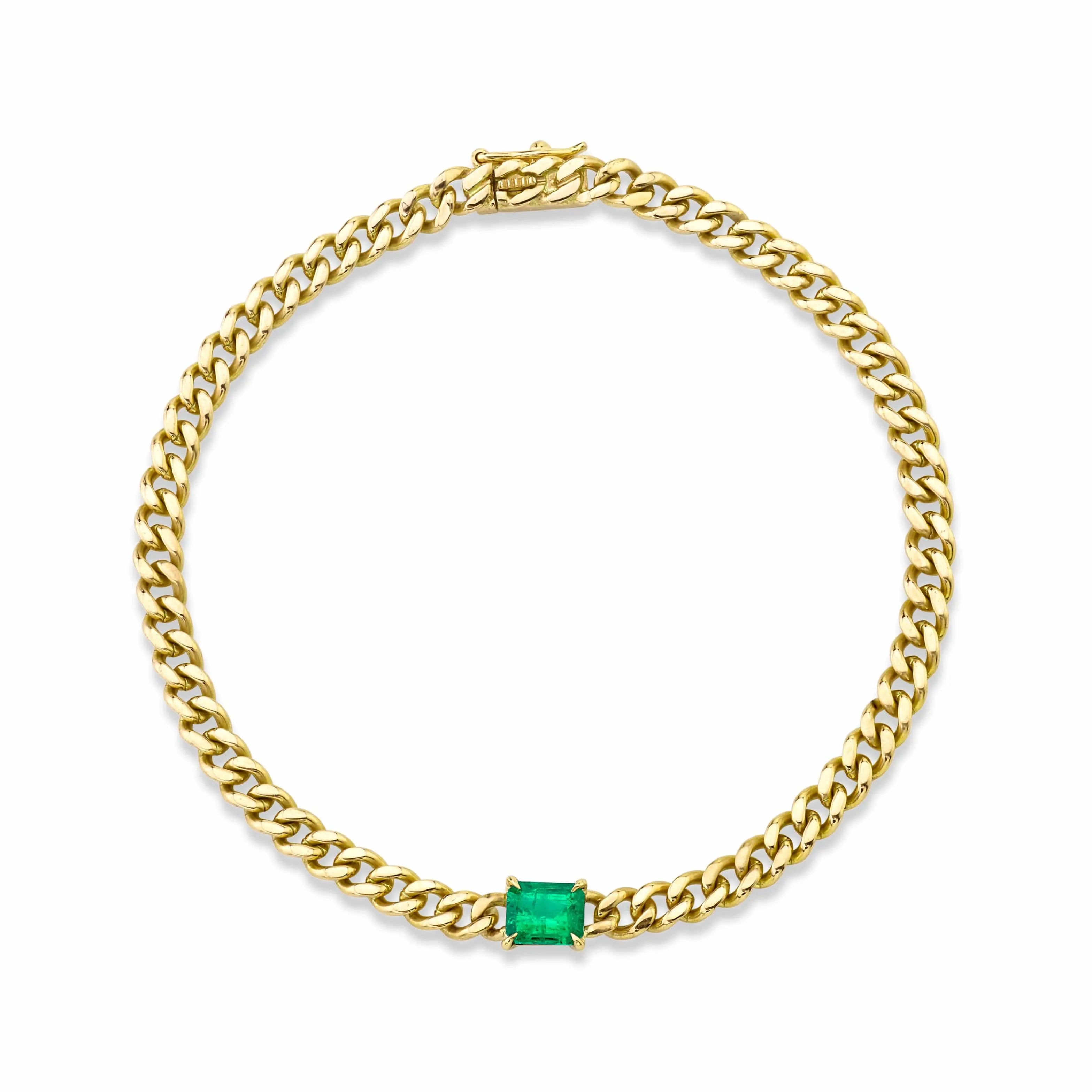 Anita Ko 18K Yellow Gold Emerald Center Cuban Link Bracelet