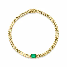 Anita Ko 18K Yellow Gold Emerald Center Cuban Link Bracelet