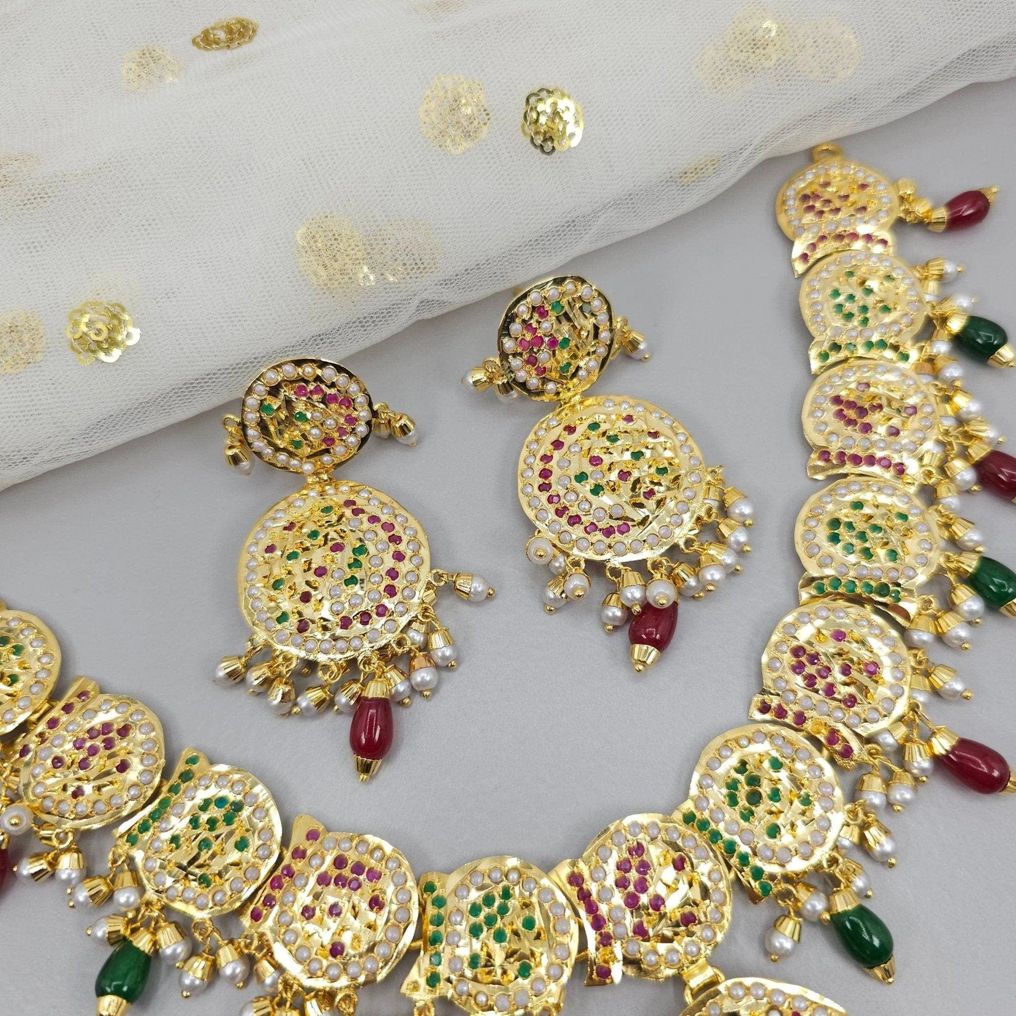 Anjum Premium Quality Jadau Nauratan Choker Set