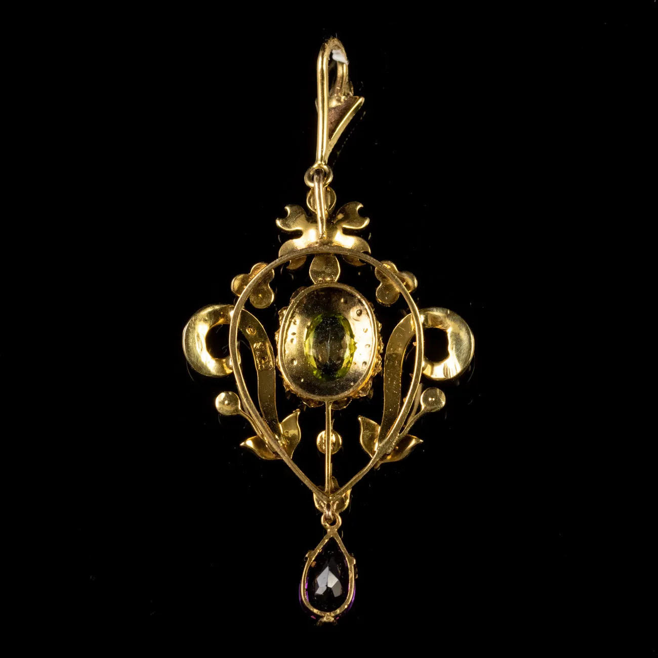 Antique Edwardian Suffragette Pendant Amethyst Pearl Circa 1915