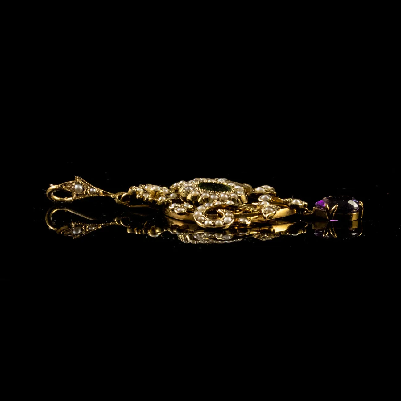 Antique Edwardian Suffragette Pendant Amethyst Pearl Circa 1915