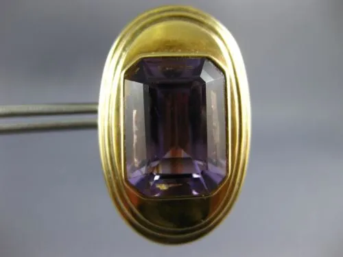 ANTIQUE EXTRA LARGE AAA AMETHYST 14KT YELLOW GOLD EMERALD CUT OVAL EARRINGS