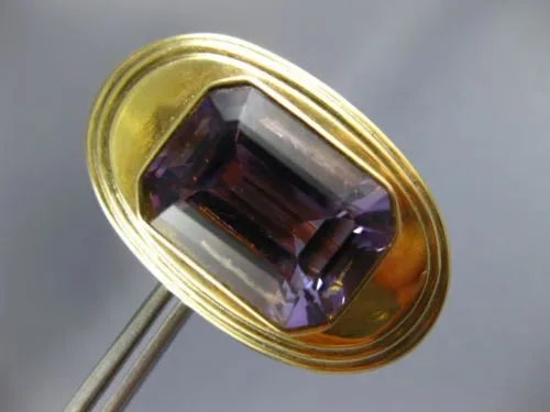 ANTIQUE EXTRA LARGE AAA AMETHYST 14KT YELLOW GOLD EMERALD CUT OVAL EARRINGS