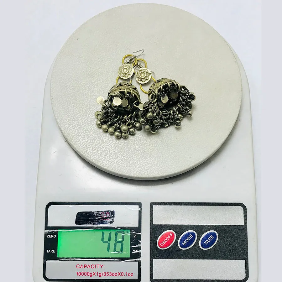 Antique Silver Dangle Jhumka Earrings