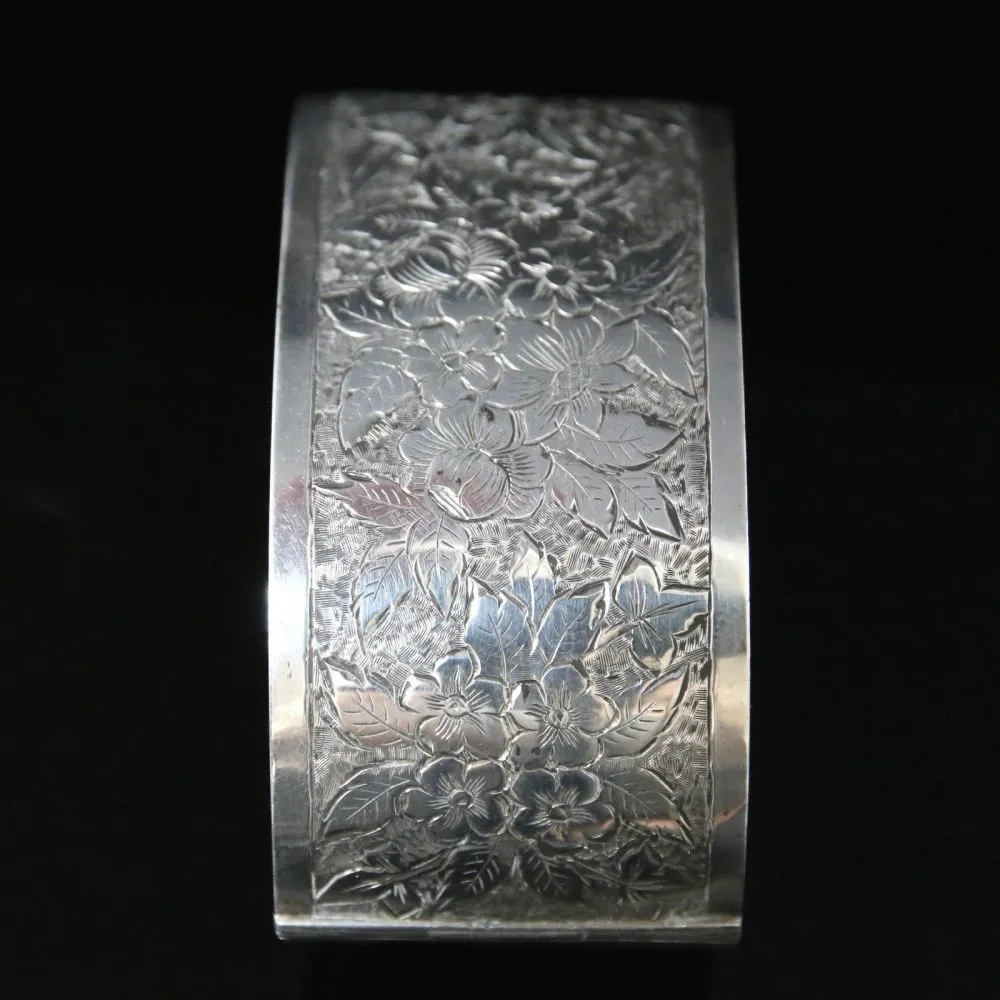 Antique Victorian Silver Wide Bangle - Dated Birmingham 1880