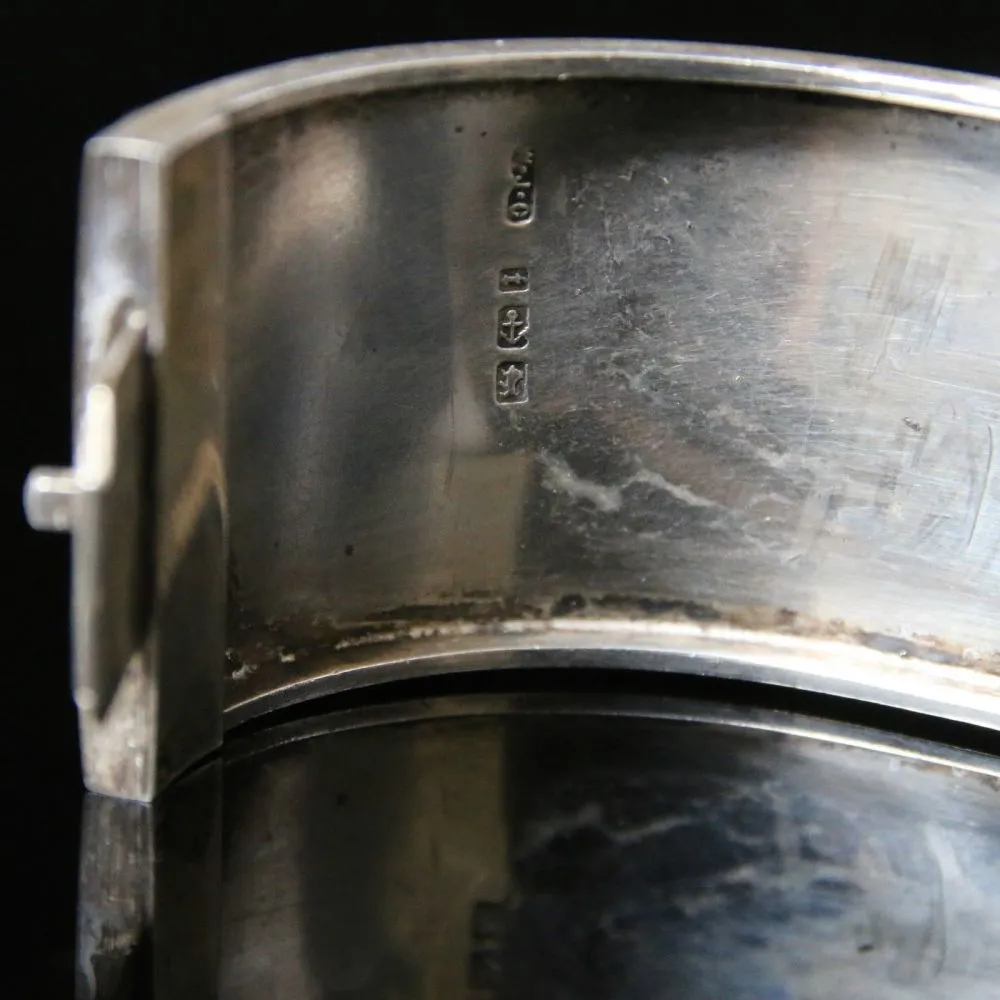 Antique Victorian Silver Wide Bangle - Dated Birmingham 1880