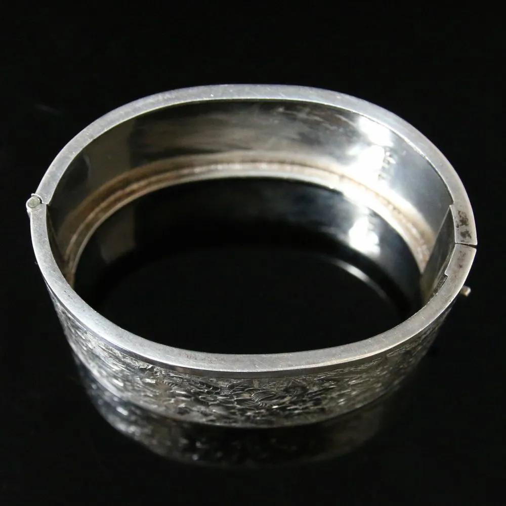 Antique Victorian Silver Wide Bangle - Dated Birmingham 1880