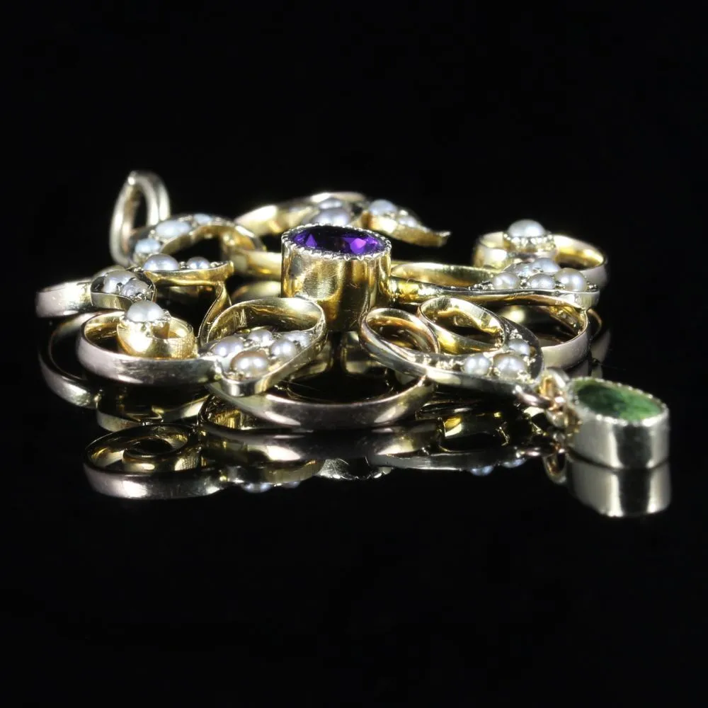 Antique Victorian Suffragette Pendant Circa 1900 9Ct Yellow Gold