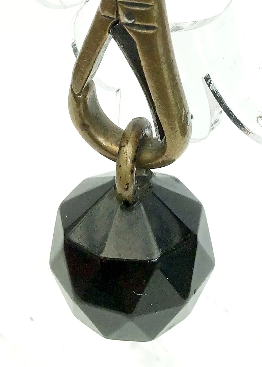 Antique Whitby Jet Faceted Watch Fob • Victorian Mourning Fob