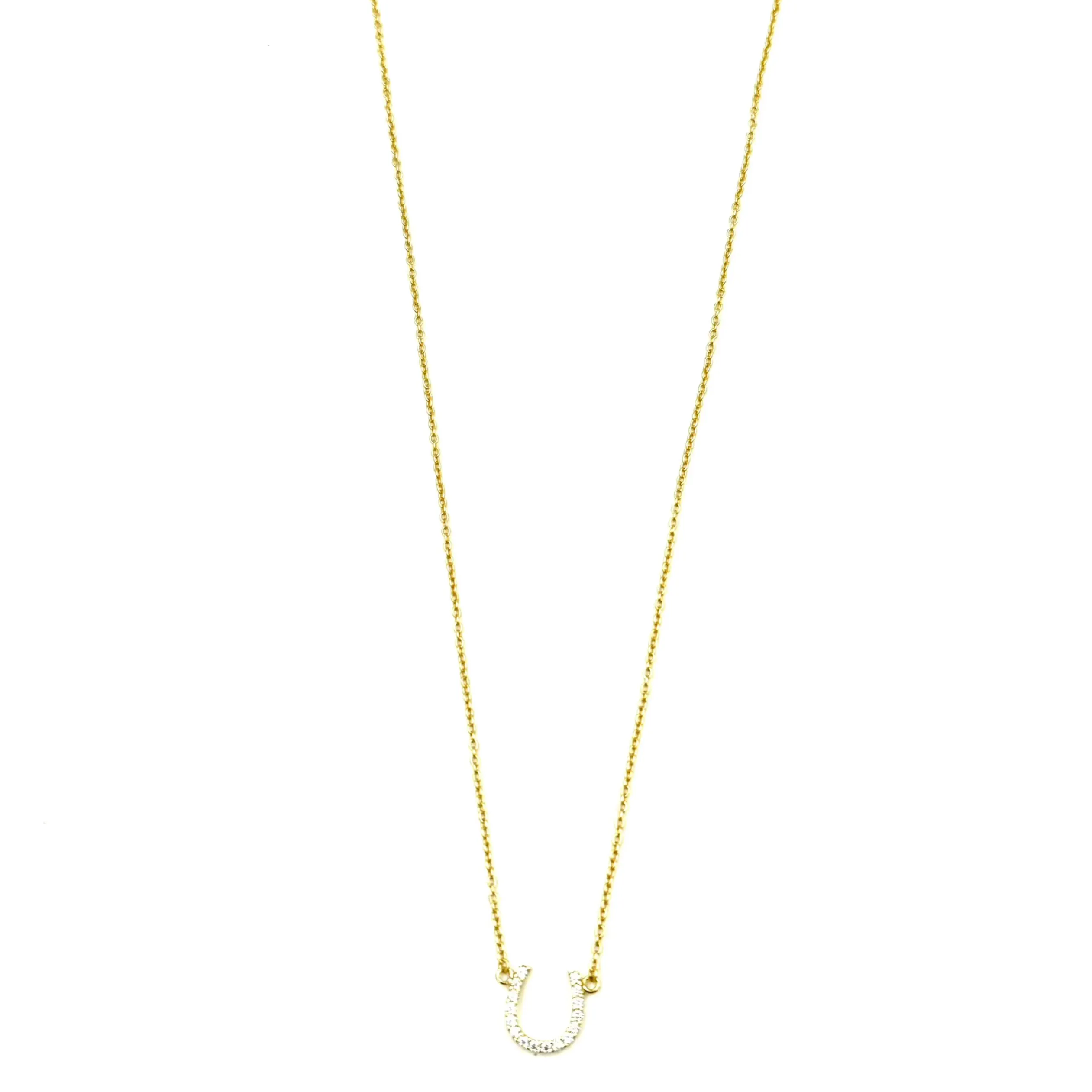 Ashley Gold Sterling Silver Encrusted Horseshoe CZ Pendant Necklace