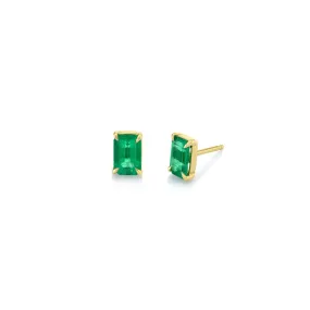 Baby Emerald Cut Colombian Emerald Stud | Ready to Ship