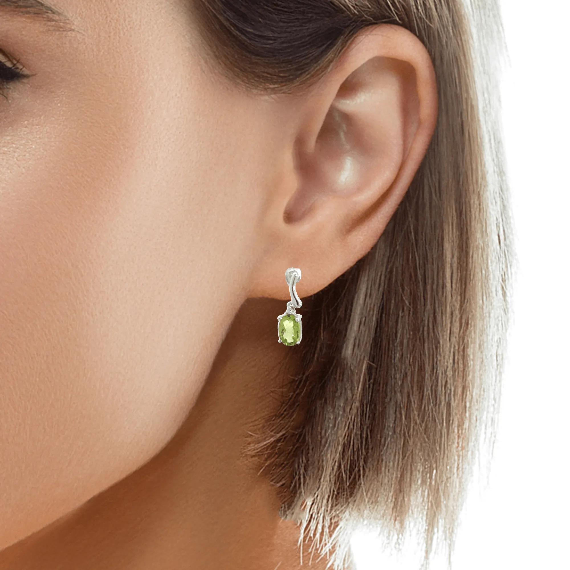 Baikalla™ Classic 14k White Gold Peridot Dangle Earrings
