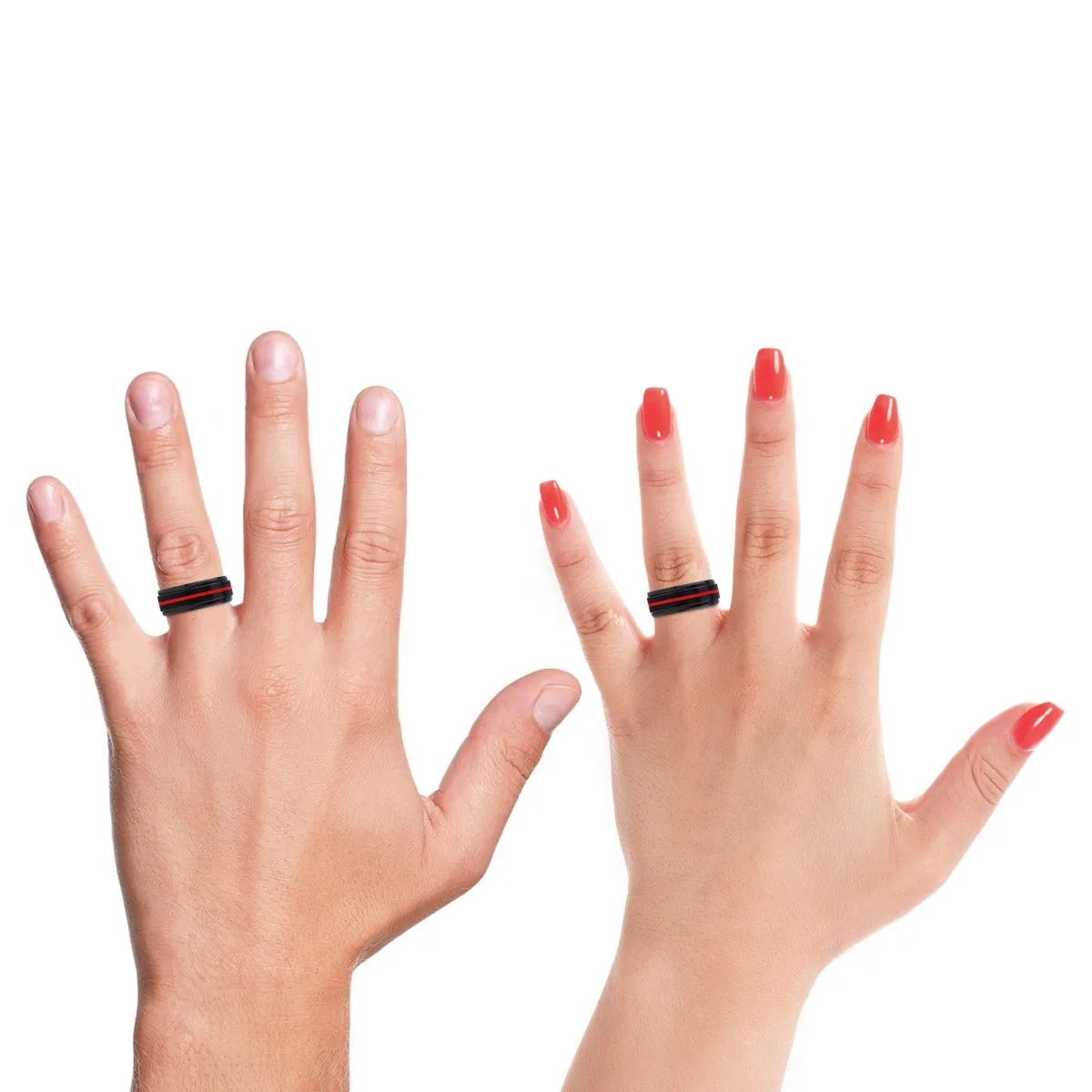 BATMOBILE | Black Ring, Black Tungsten Ring, Red Groove, Stepped Edge
