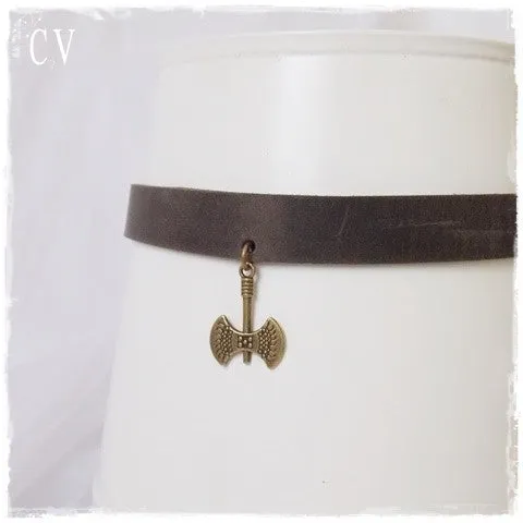 Battle Axe Leather Choker