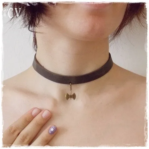 Battle Axe Leather Choker