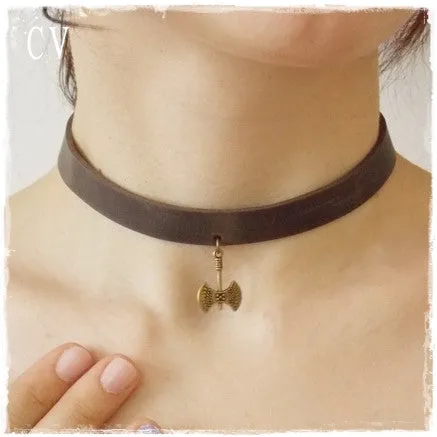 Battle Axe Leather Choker