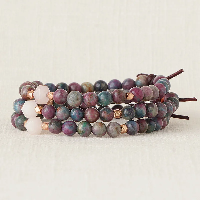 Be Kind Mini Bracelet - Ruby Kyanite & Rose Quartz | A Meaningful Everyday Bracelet