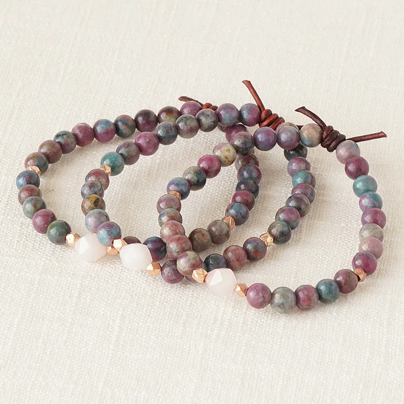 Be Kind Mini Bracelet - Ruby Kyanite & Rose Quartz | A Meaningful Everyday Bracelet