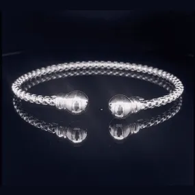 Beaded Style Torque Silver Bangle