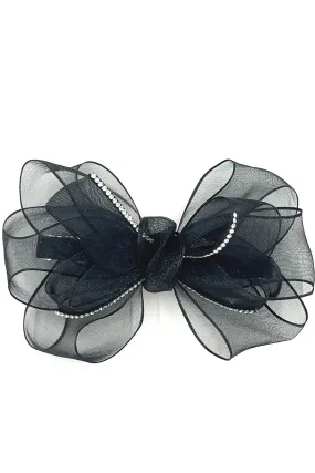 Black Chiffon Bow Barrette