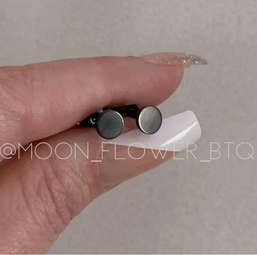 Black Flat Stud Earrings