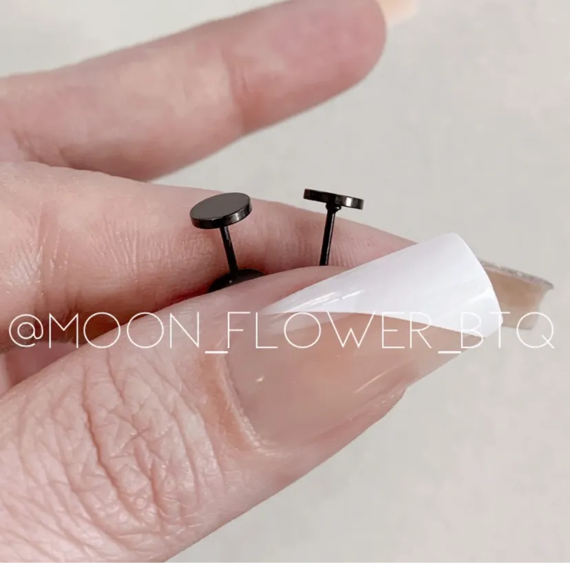 Black Flat Stud Earrings