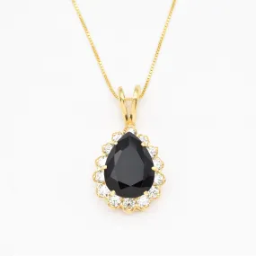 Black Onyx Pendant - Natural Onyx Necklace - Black Gemstone Pendant