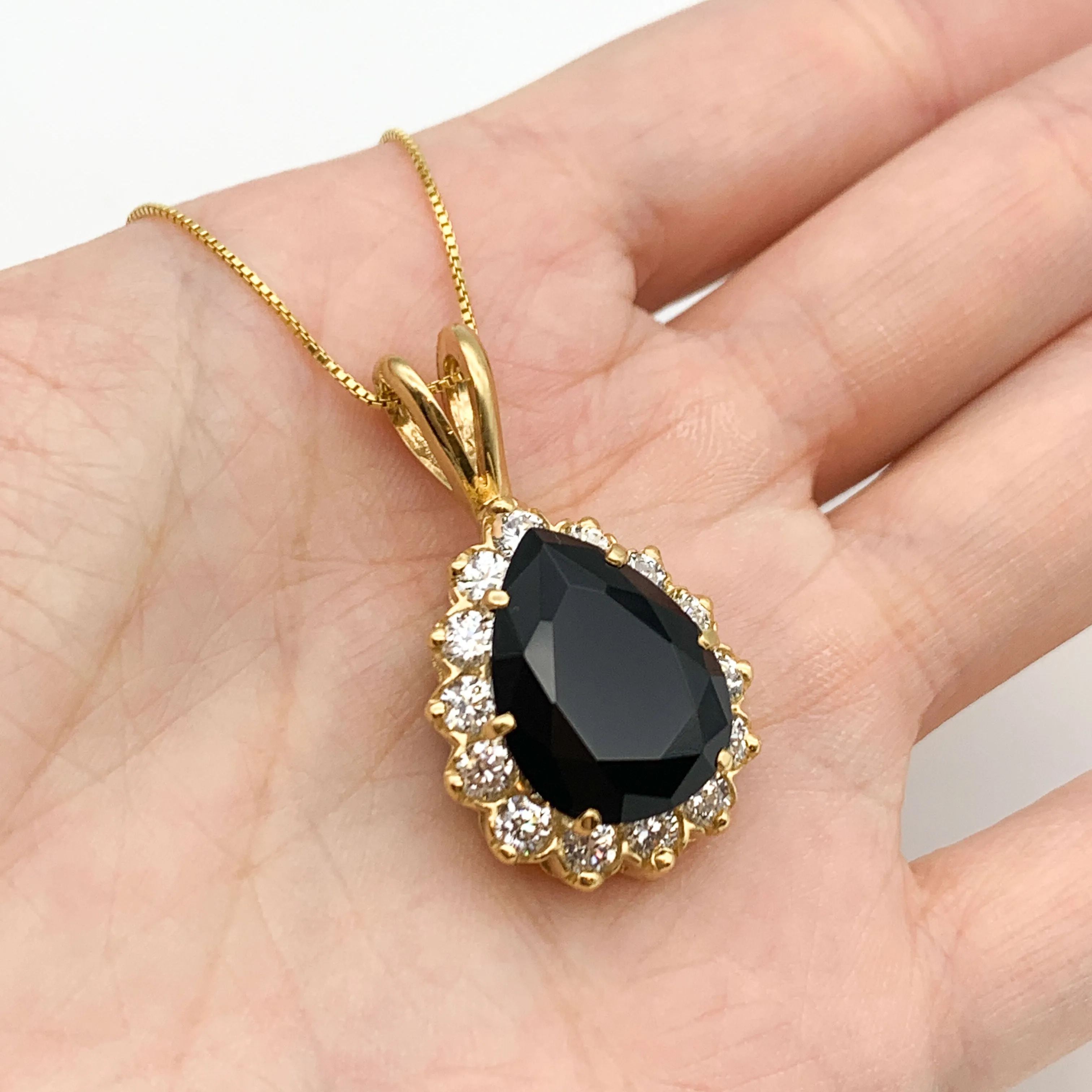 Black Onyx Pendant - Natural Onyx Necklace - Black Gemstone Pendant
