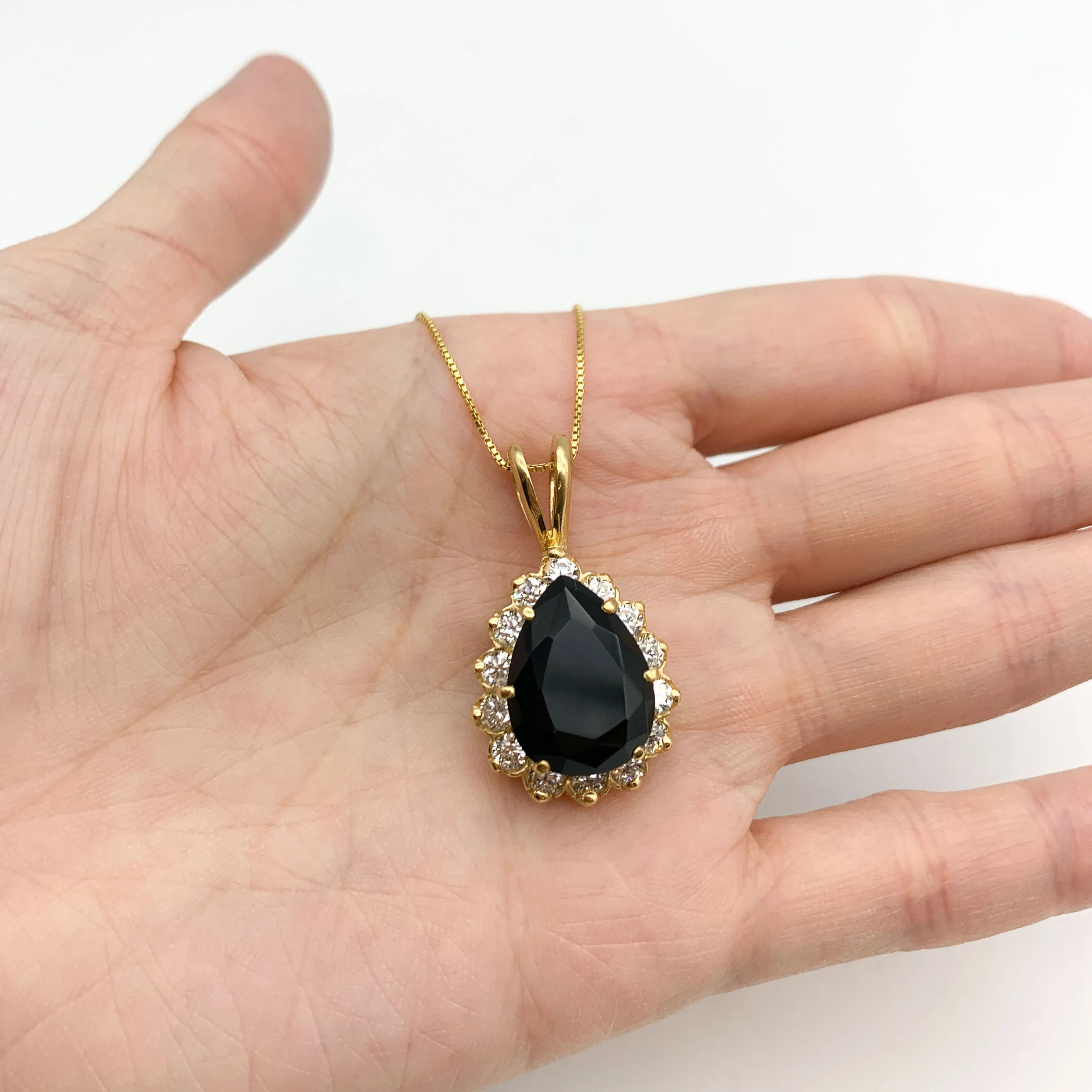 Black Onyx Pendant - Natural Onyx Necklace - Black Gemstone Pendant