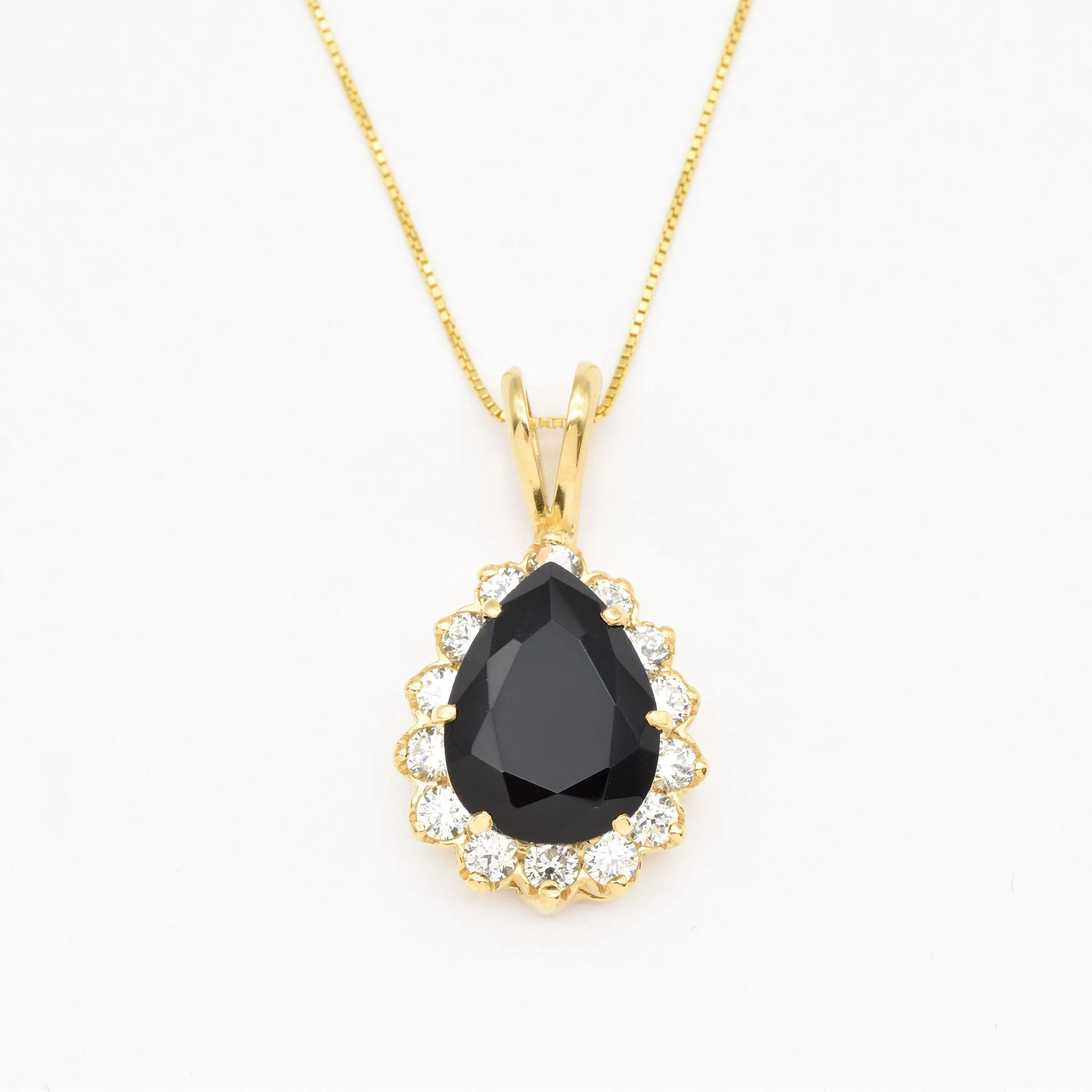 Black Onyx Pendant - Natural Onyx Necklace - Black Gemstone Pendant