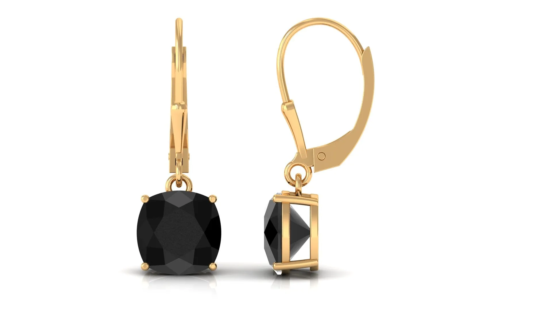 Black Onyx Solitaire Drop Lever Back Earrings