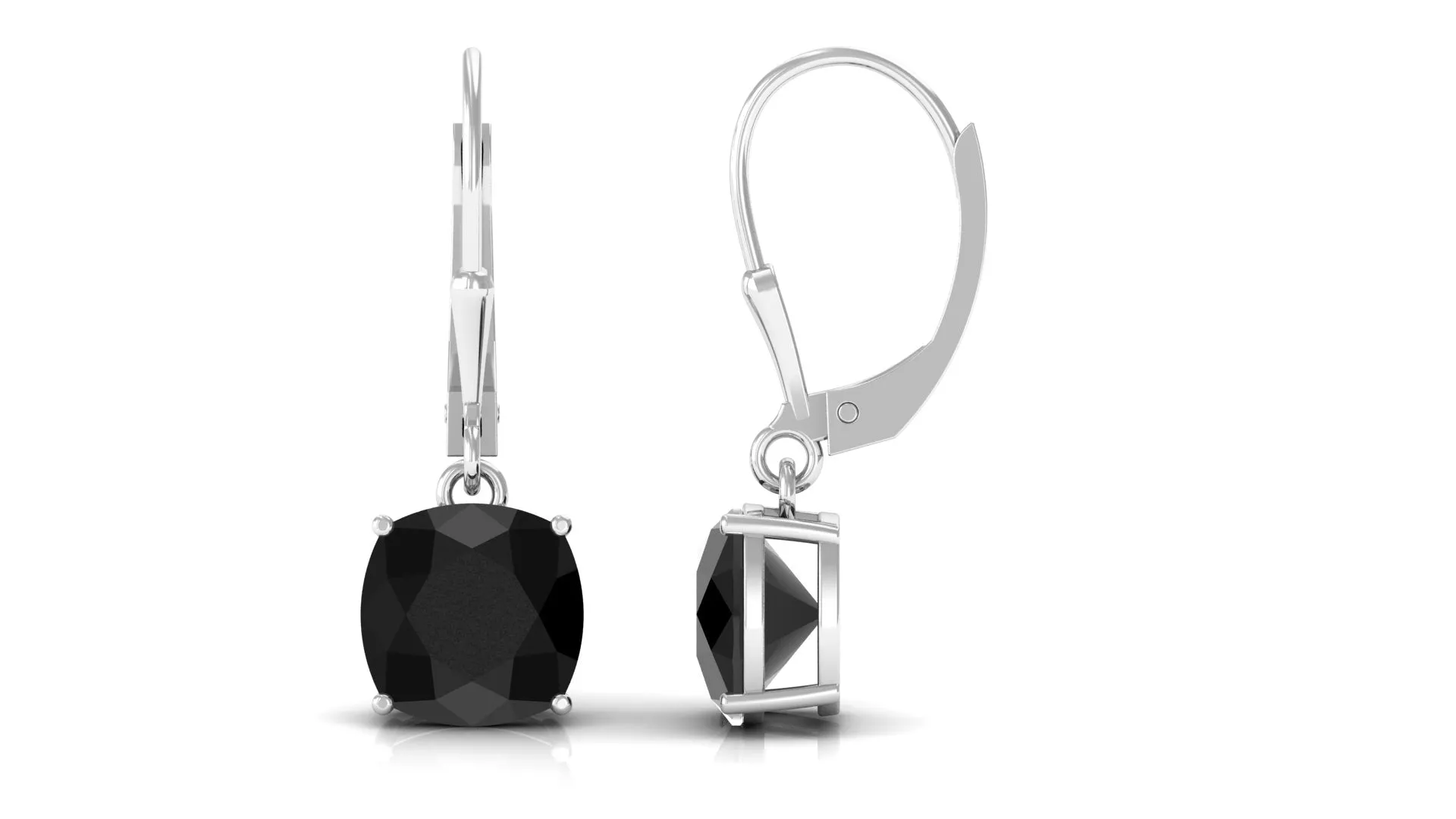 Black Onyx Solitaire Drop Lever Back Earrings