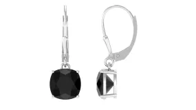 Black Onyx Solitaire Drop Lever Back Earrings