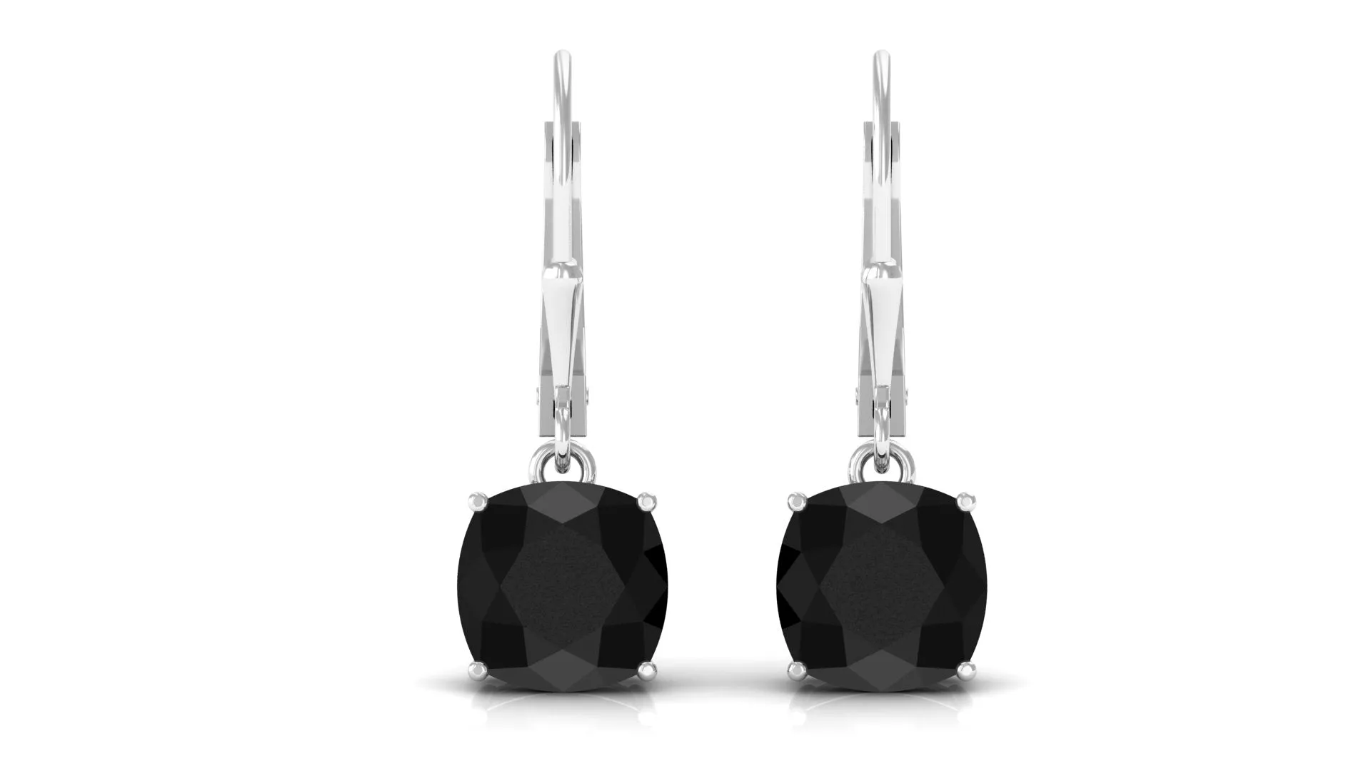 Black Onyx Solitaire Drop Lever Back Earrings