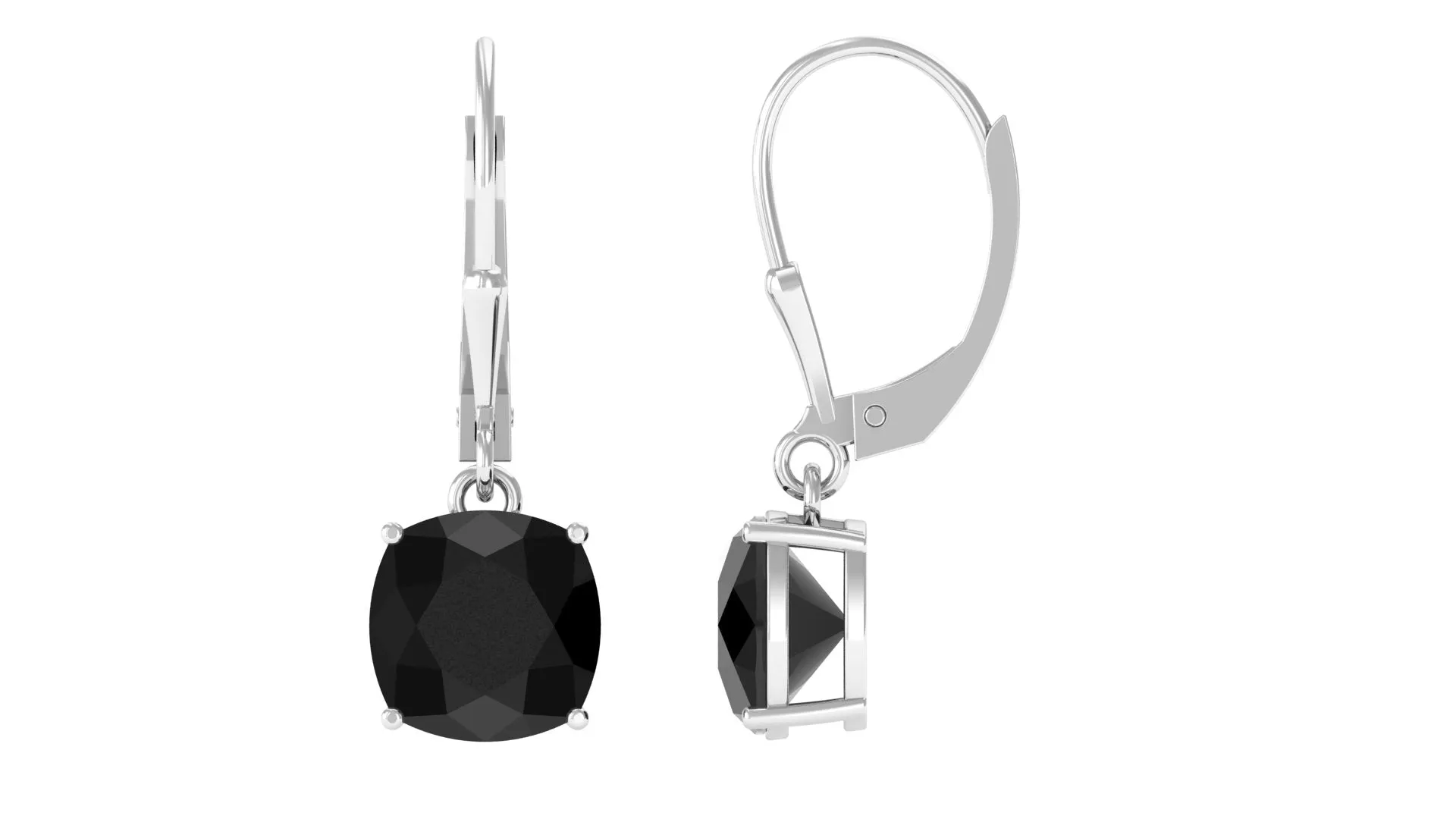 Black Onyx Solitaire Drop Lever Back Earrings
