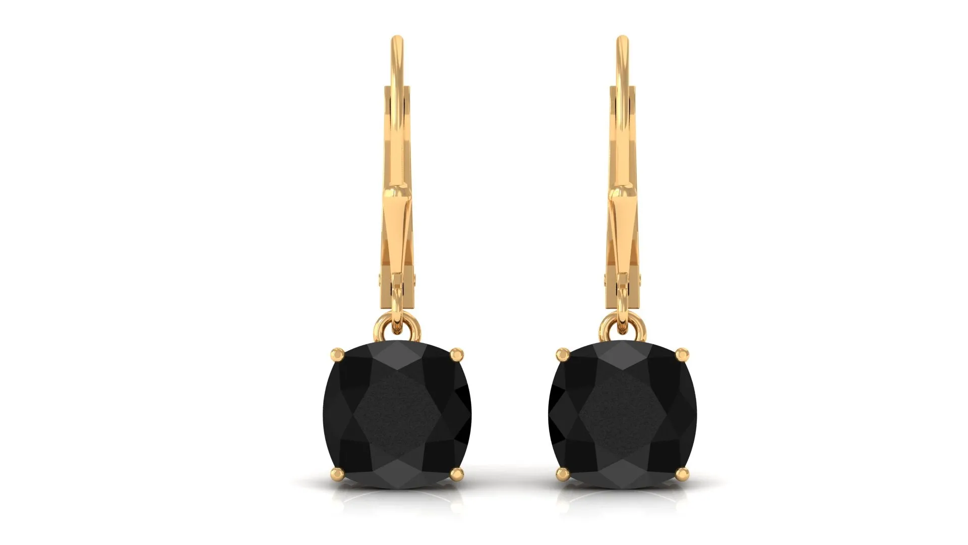 Black Onyx Solitaire Drop Lever Back Earrings