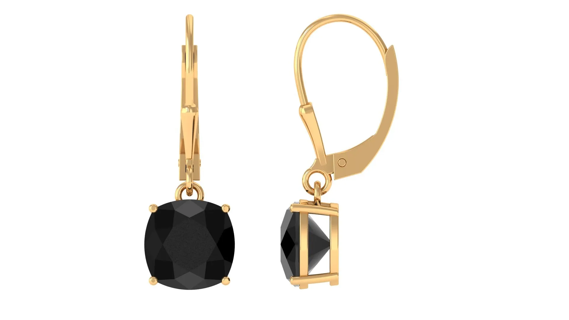 Black Onyx Solitaire Drop Lever Back Earrings