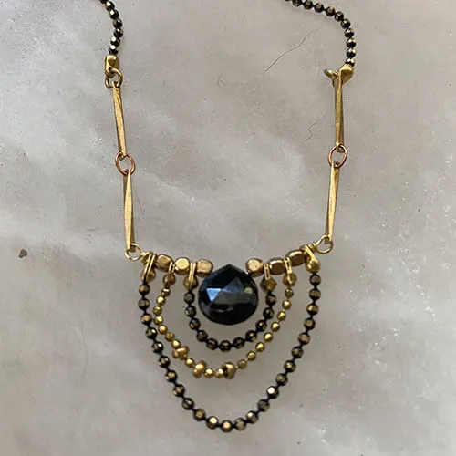 Black Spinel Drape Necklace