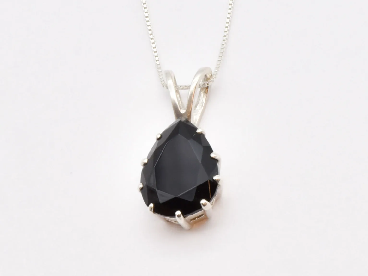 Black Teardrop Pendant - Natural Onyx Necklace, Large Black Pendant