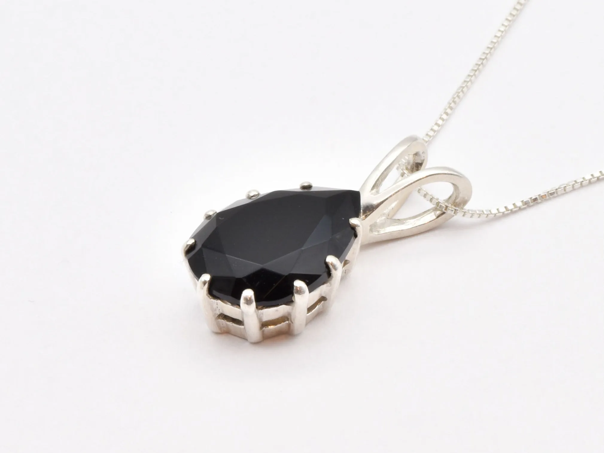 Black Teardrop Pendant - Natural Onyx Necklace, Large Black Pendant