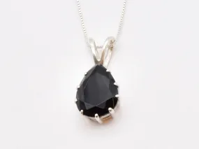 Black Teardrop Pendant - Natural Onyx Necklace, Large Black Pendant