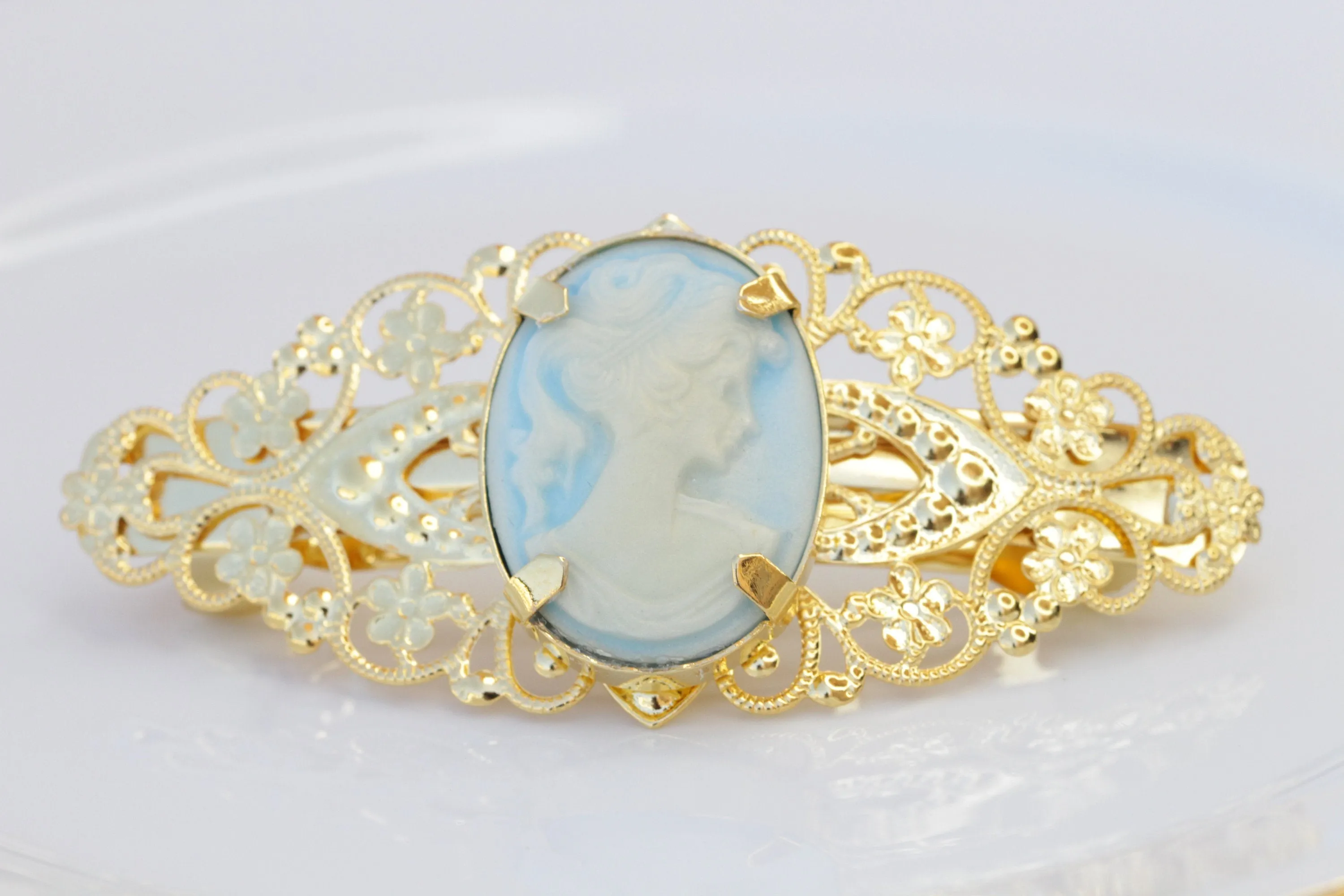Blue CAMEO HAIR BARRETTE