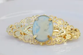 Blue CAMEO HAIR BARRETTE
