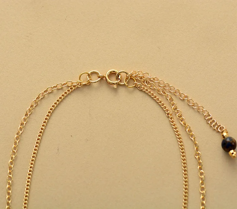 Blue Lapis Lazuli Two Strand Pendant Necklace