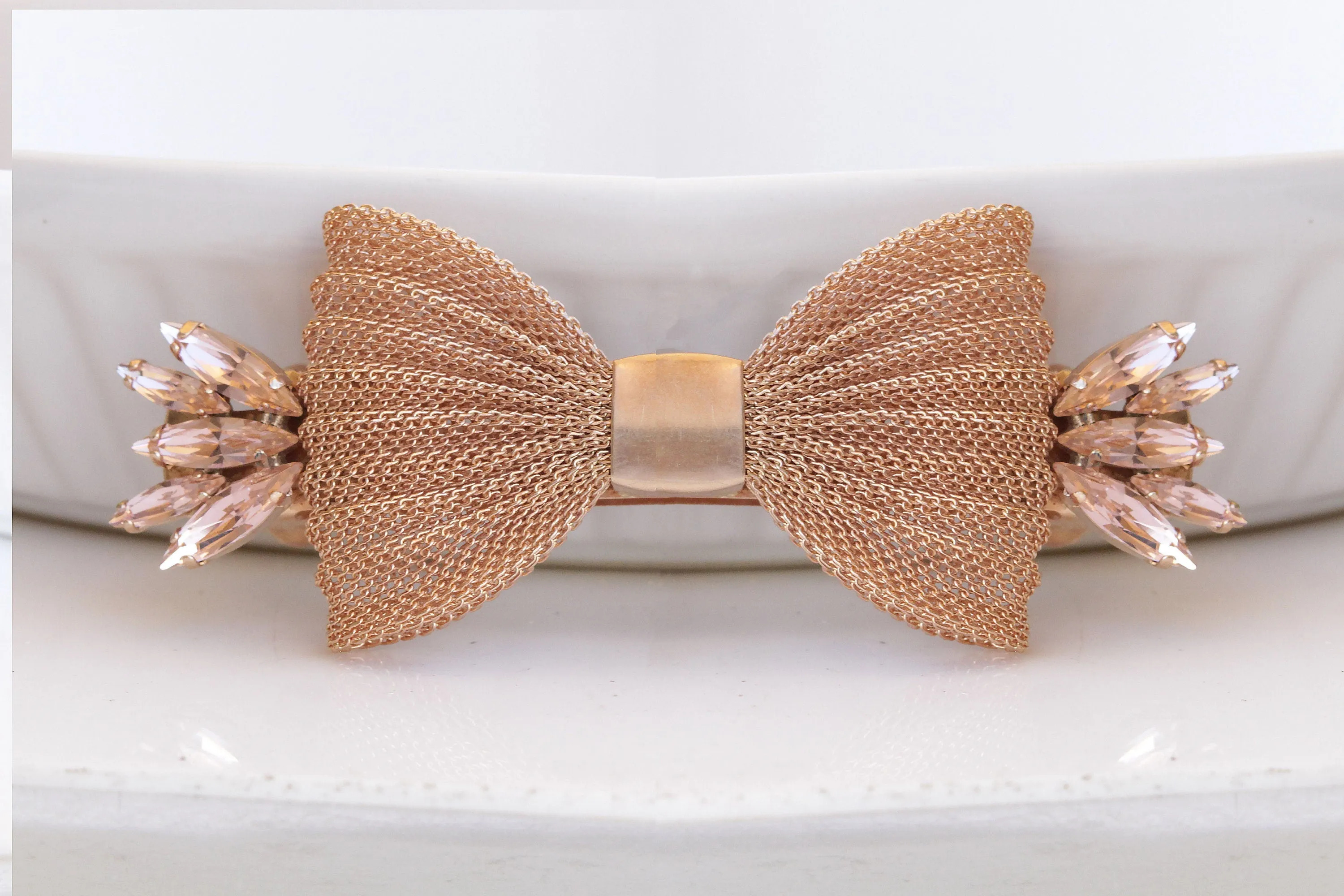 BLUSH BOW BARRETTE