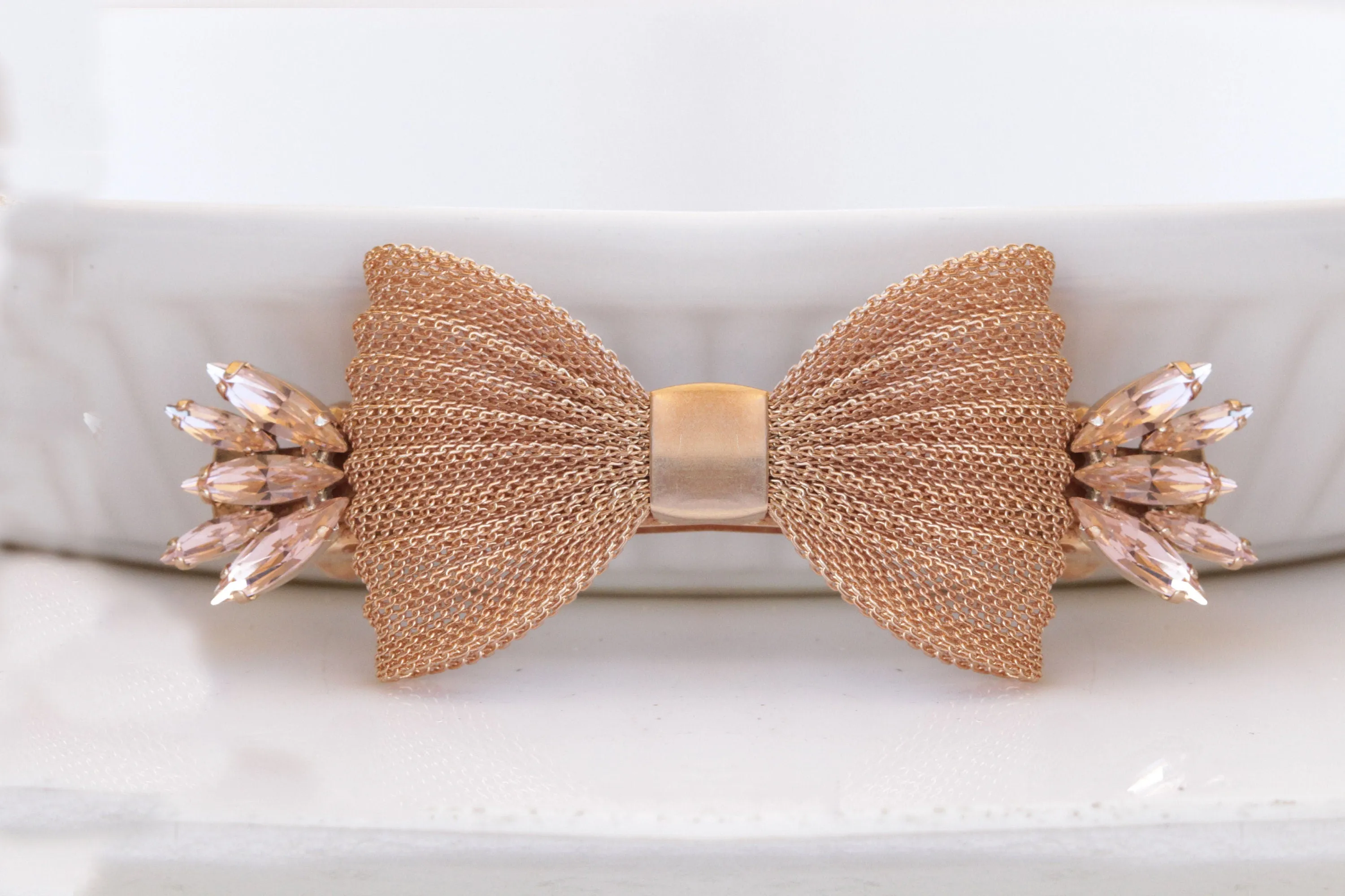 BLUSH BOW BARRETTE