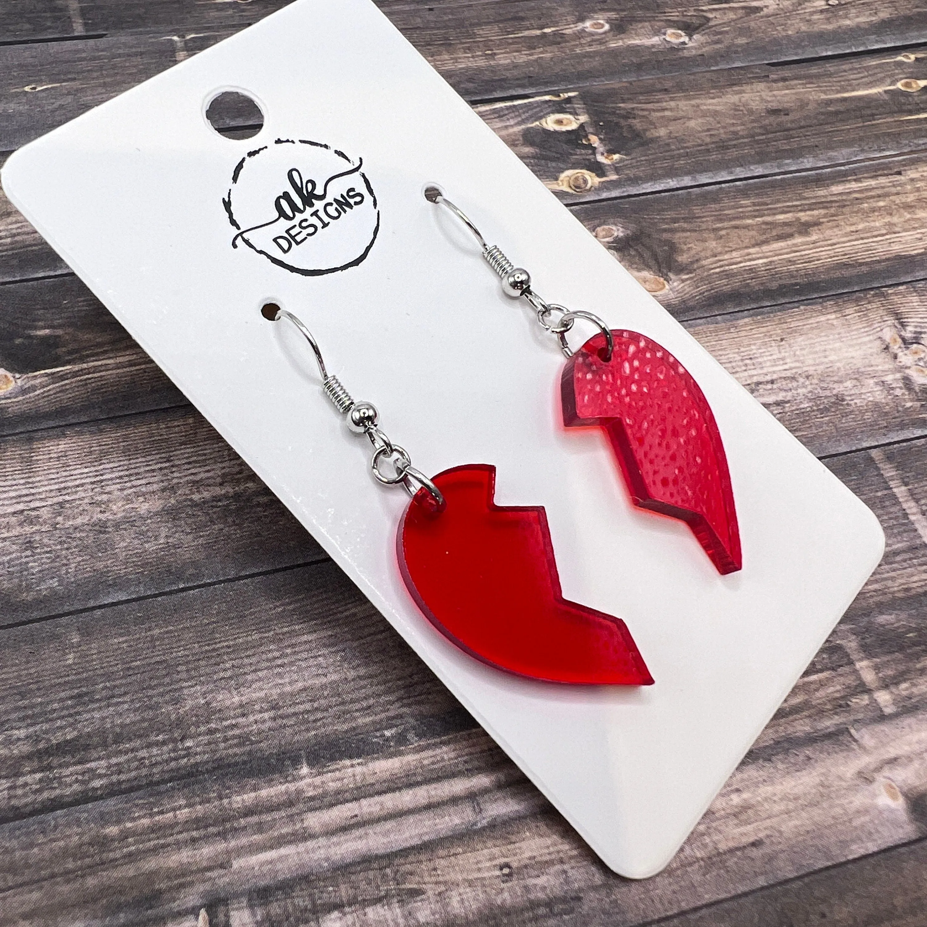 Broken Heart Laser Cut Acrylic Valentine Earrings